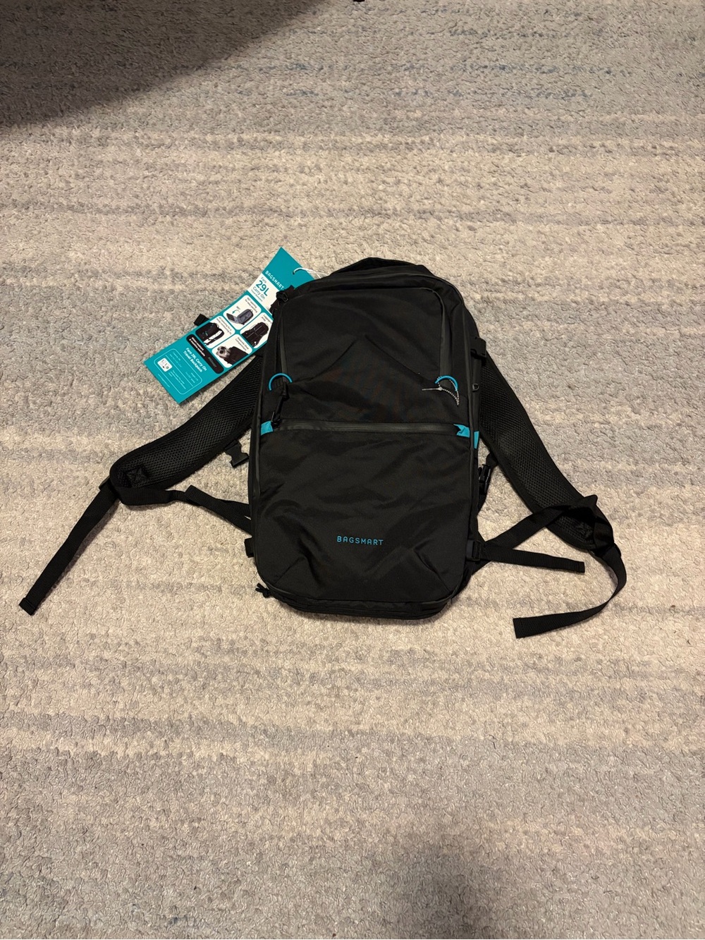 BAGSMART Faro 29L Travel Backpack Carry On Black Water Resistant NWT